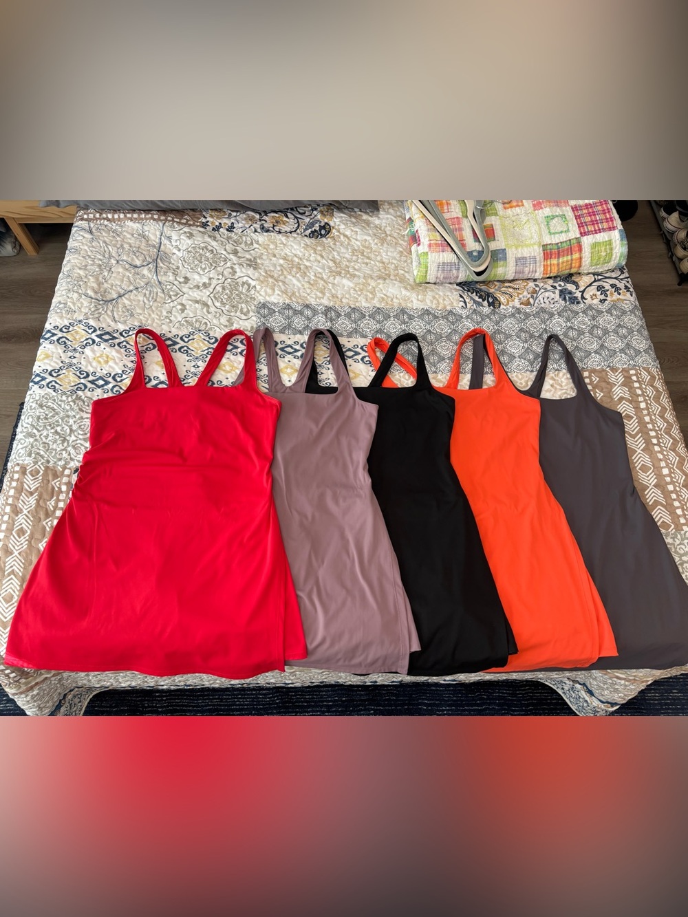 Womenβs Stretch Tank Tennis Skort Dress - Red, Taupe, Black, Orange, Gray